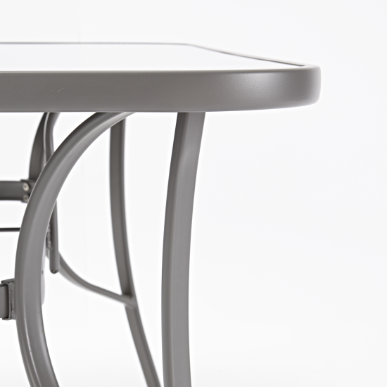 Стол садовый Alma 150x90x70 см сталь/стекло серый