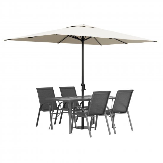 Стол садовый Alma 150x90x70 см сталь/стекло серый