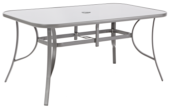 Стол садовый Alma 150x90x70 см сталь/стекло серый