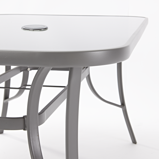 Стол садовый Alma 150x90x70 см сталь/стекло серый