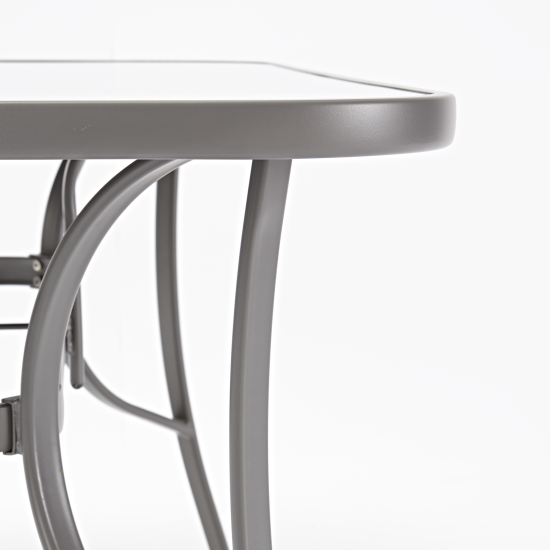 Стол садовый Alma 150x90x70 см сталь/стекло серый