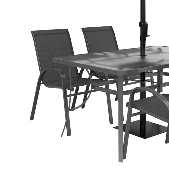 Стол садовый Alma 150x90x70 см сталь/стекло серый