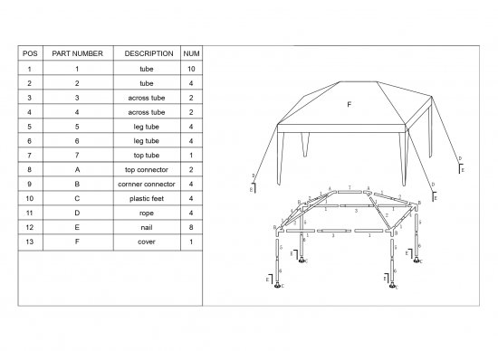 Навес садовый с опорой 90G 1.95x2.95 м цвет белый