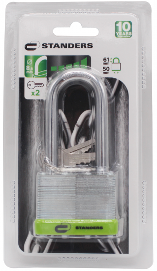 Замок навесной Standers с длинной дужкой 50x38 мм сталь