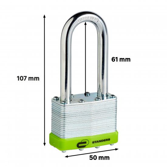 Замок навесной Standers с длинной дужкой 50x38 мм сталь