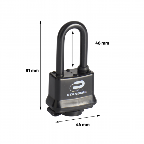 Замок внешний сталь 44мм с длинной дужкой