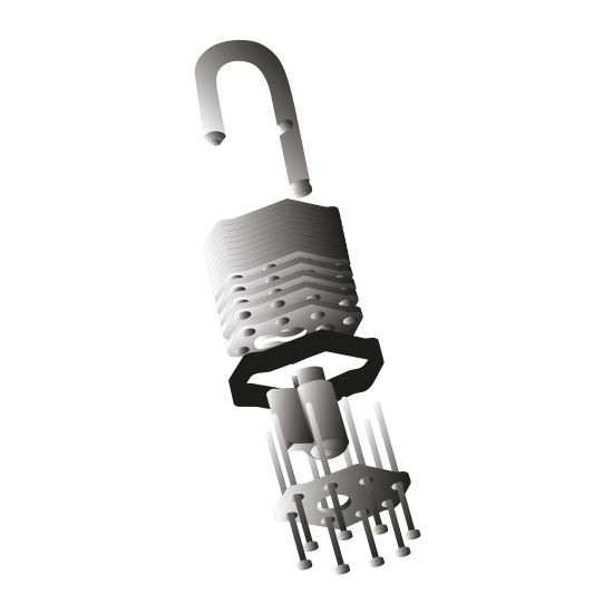 Замок внешний сталь 44мм с длинной дужкой