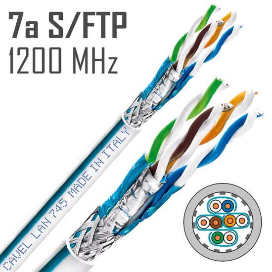 Интернет-кабель (витая пара) S/FTP CAT7а LAN 745 4х2х0,57 мм экранированный Cavel