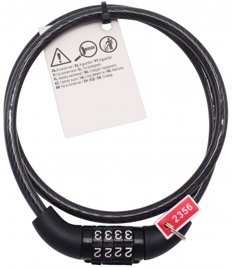 Велосипедный замок кодовый, 6 мм, 65 см