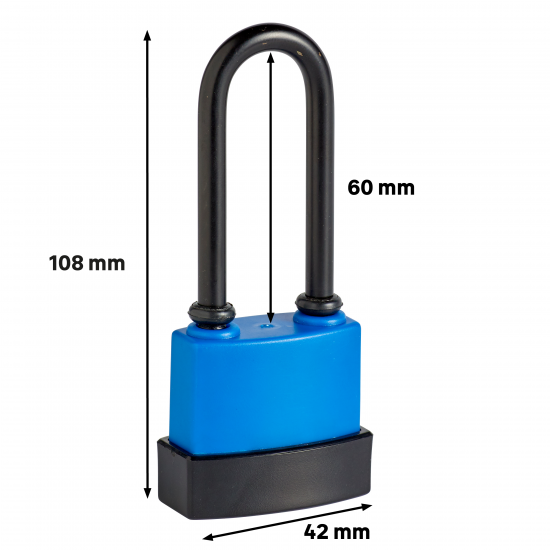 Замок внешний чугун 42мм с длинной дужкой