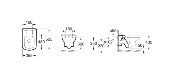 Комплект инсталляция с унитазом и кнопкой Roca Dama Senso