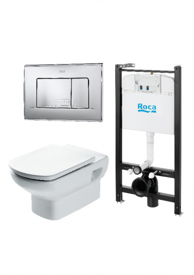 Комплект инсталляция с унитазом и кнопкой Roca Dama Senso