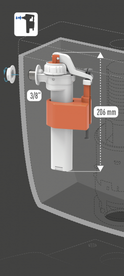 Клапан заливной Equation с боковой подводкой воды 3/8