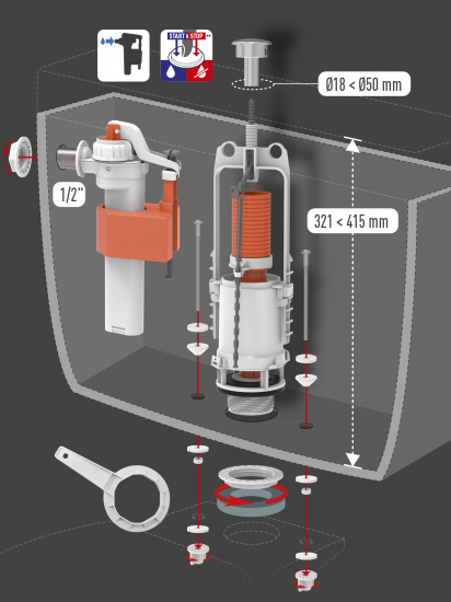 Арматура Equation с боковой подводкой воды 1/2