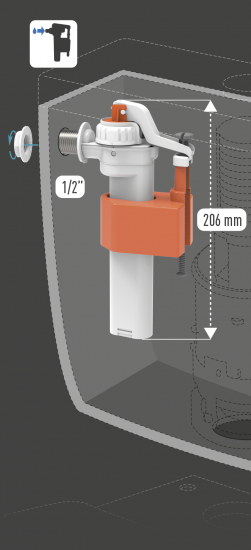 Клапан заливной Equation с боковой подводкой воды 1/2