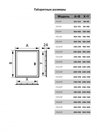 Люк ревизионный 122x122 с ручкой