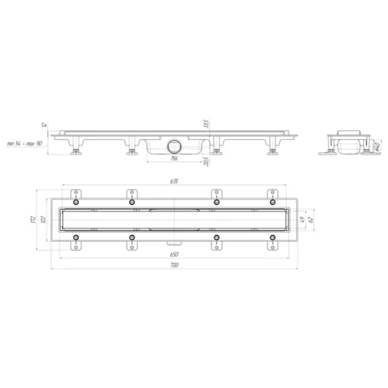 Трап для душа Ани Пласт «Мол» 650 мм гидрозатвор, матовый