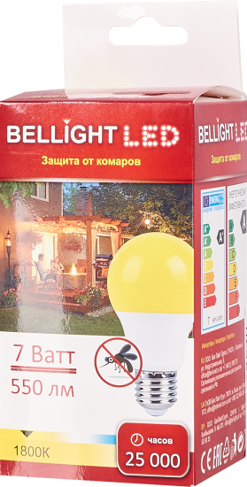Лампа антимоскитная светодиодная E27 220-240 В 7 Вт груша 550 лм