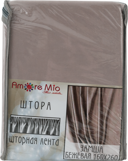 Штора на ленте Замша 160x260 см полиэстер однотон цвет бежевый