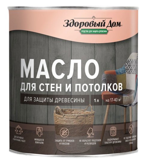 Масло для стен и потолков Здоровый дом цвет дуб 1 л