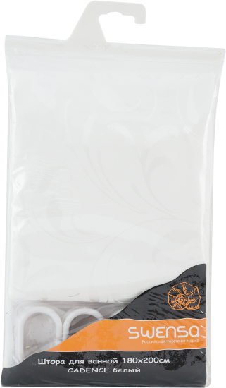 Штора для ванной Swensa Cadence SWC-90 180x200 см полиэстер цвет белый