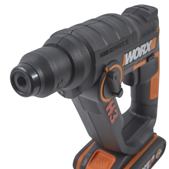 Перфоратор аккумуляторный SDS-Plus Worx WX390.1, 20 В Li-ion 2x2 Ач, 1.2 Дж