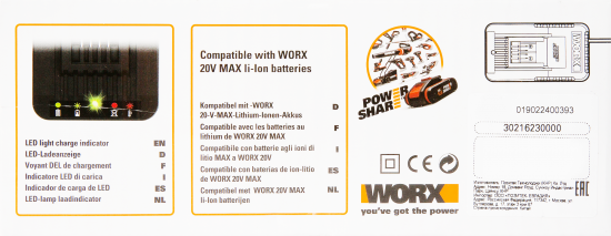 Зарядное устройство Worx WA3880 20 В MAX