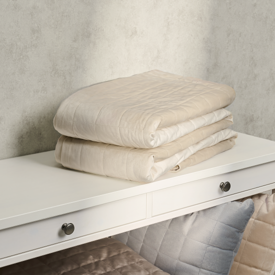 Покрывало Inspire Velvet Etna 220x240 см полиэстер цвет кремовый