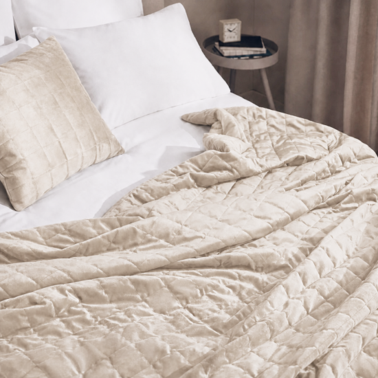 Покрывало Inspire Velvet Etna 220x240 см полиэстер цвет кремовый