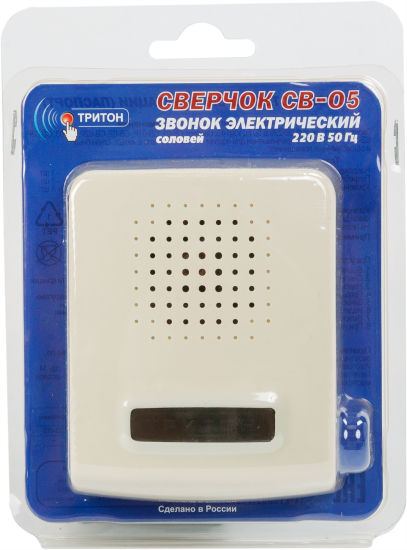 Дверной звонок проводной Тритон Сверчок СВ-05 220 В 1 мелодия цвет белый