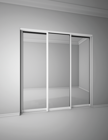 Дверь-купе SPACEO 2555x704 мм высота проема 2600 мм с зеркалом цвет белый широкий профиль