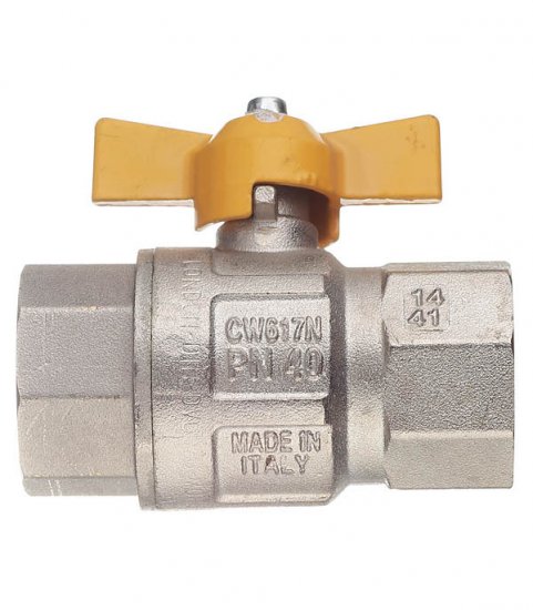 Кран шаровой газовый Tiemme 1 ВР(г) х 1 ВР(г) бабочка