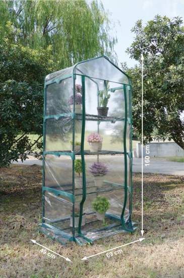 Стеллаж-минитеплица для рассады 4пол 69X49X160см сталь/ПВХ