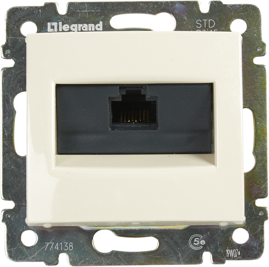 Розетка компьютерная RJ45 категория 5e UTP - Legrand Valena - с захватами - слоновая кость