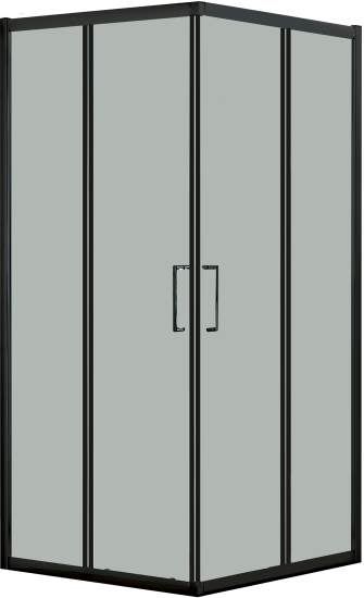 Душевая ширма Квадро Март квадратная 100x100x195см цвет профиля черный раздвижная стекло 6мм матовое
