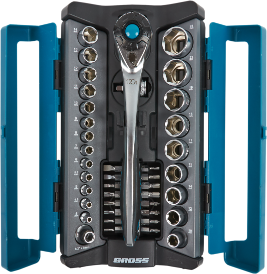 Набор торцевых головок с ключом трещоткой Gross 14143 1/2, 1/4 дюйма, 41 шт.