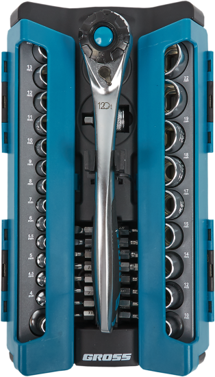 Набор торцевых головок с ключом трещоткой Gross 14143 1/2, 1/4 дюйма, 41 шт.