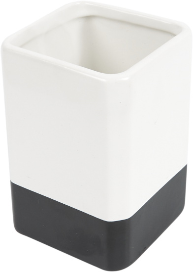 Стакан для зубных щёток Fixsen Text керамика цвет чёрный белый