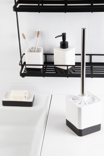 Стакан для зубных щёток Fixsen Text керамика цвет чёрный белый