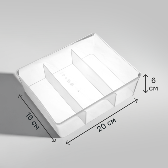Органайзер 20x6x16 см пластик без крышки цвет прозрачный