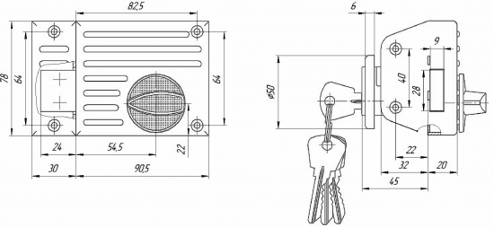 Замок накладной «Зенит» ЗН1-2.1, цвет медь