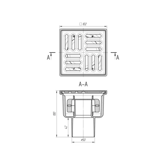 Трап для душа Ани Пласт 100x100 мм сухой затвор вертикальный слив