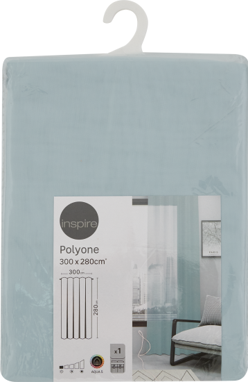 Тюль на ленте Inspire Polyone Aqua 300x280 см цвет голубой