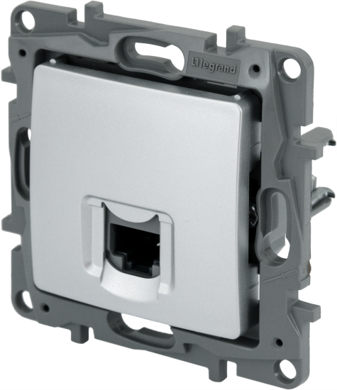 Розетка компьютерная RJ45 категория 5e UTP - Legrand Etika - алюминий