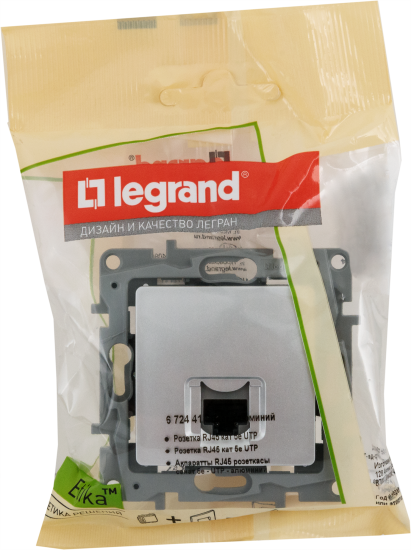 Розетка компьютерная RJ45 категория 5e UTP - Legrand Etika - алюминий