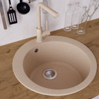 Мойка для кухни врезная Delinia 51x51 см глубина чаши 20 см кварц цвет песочный