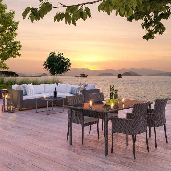 Стол садовый Naterial Noa Fix 90x150x74 см сталь/стекло цвет серый