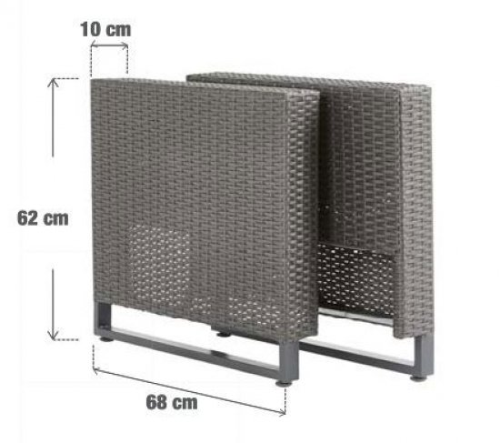 Подлокотник для садовой мебели Naterial Noa Fix 10x62x10 см ротанг серый 2 шт
