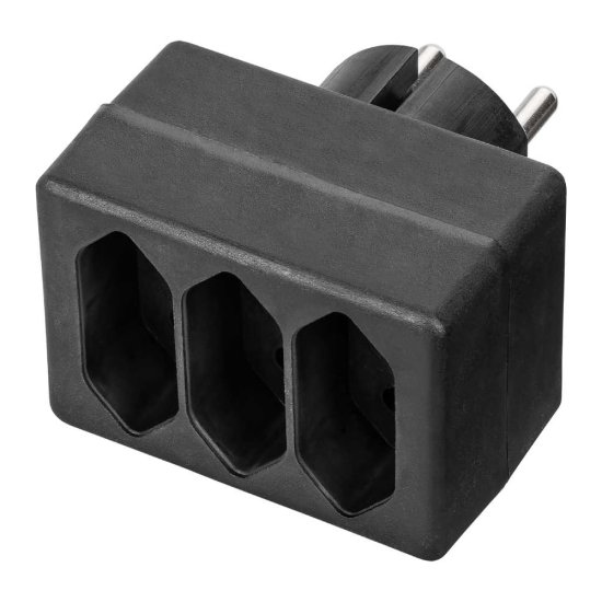 Блок на 3 гнезда TDM ELECTRIC 2П 2,5 А 250 B под плоскую вилку черный