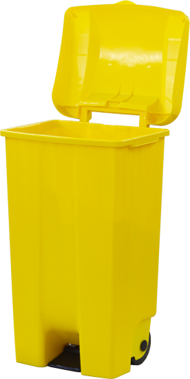 Бак садовый для мусора на колесиках с педалью 110 л цвет жёлтый